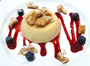 Espresso panna cotta with peanut butter brittle