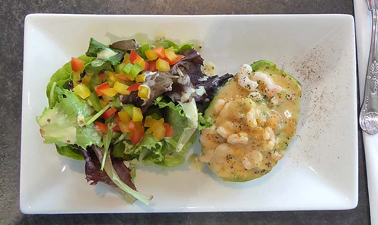 Baked avocado with prawns at Spikes Bistro