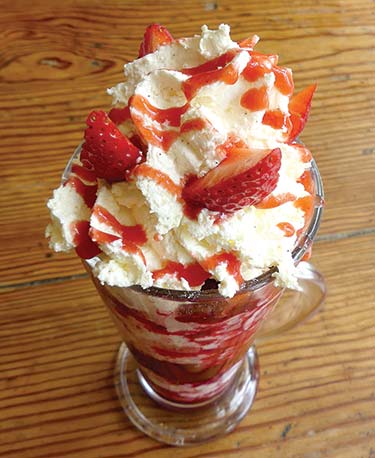 Mixed berry Eton Mess, crushed meringue and vanilla ice cream (and cream!)