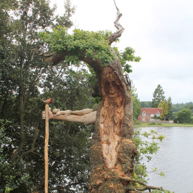 Chance to name his newly carved green man tree sculpture