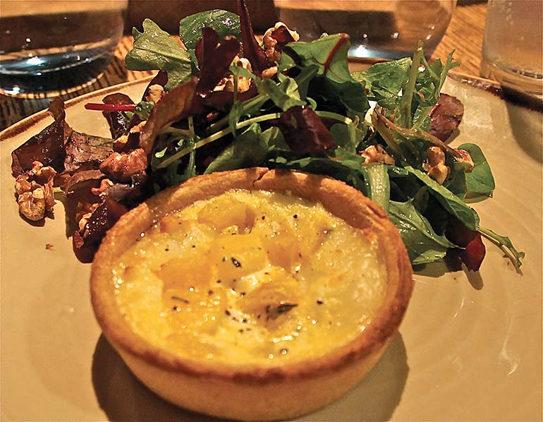 Goats cheese pumpkin tart at The White Buck Inn