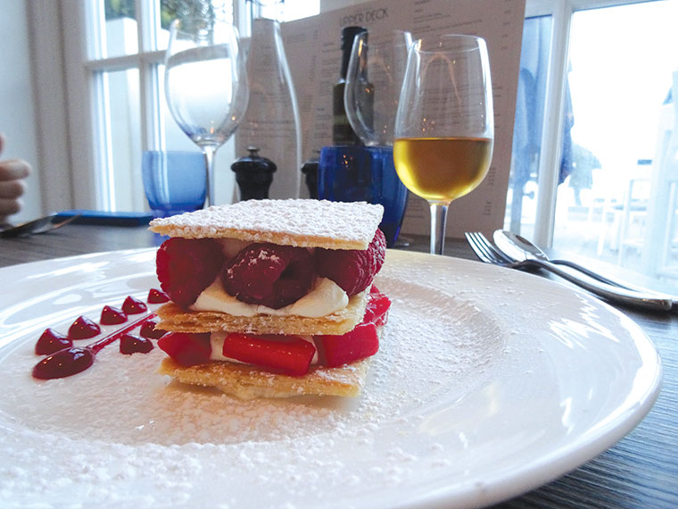 Upper Deck rhubarb raspberry millefeuille