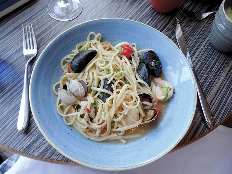 Seafood linguini at Upper Deck