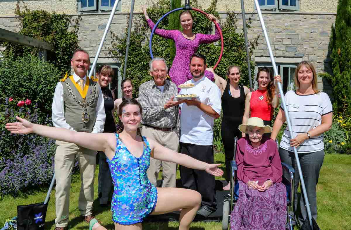 Stephanie Jolliffe (kneeling, front), is a member of the Companionship team at Castle View care home and a student of aerial performance at Secret Circus