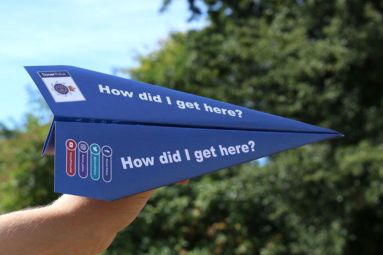 Dorset Police paper airplane