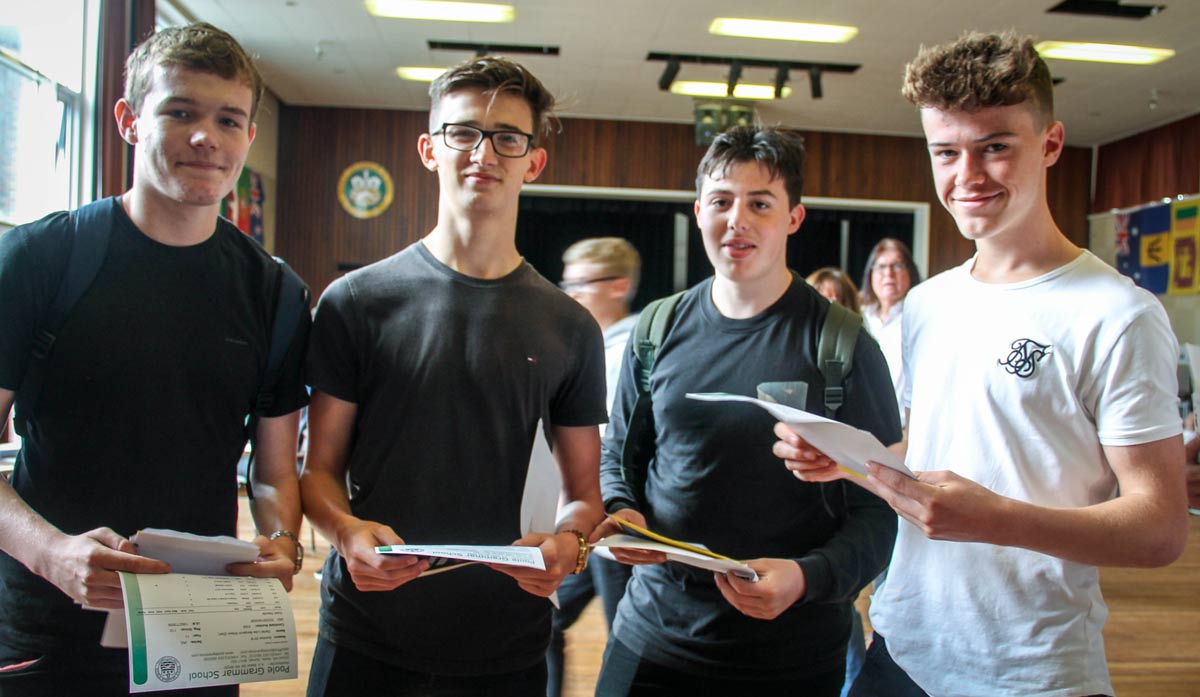 Students from Poole Grammar receive their GCSE results