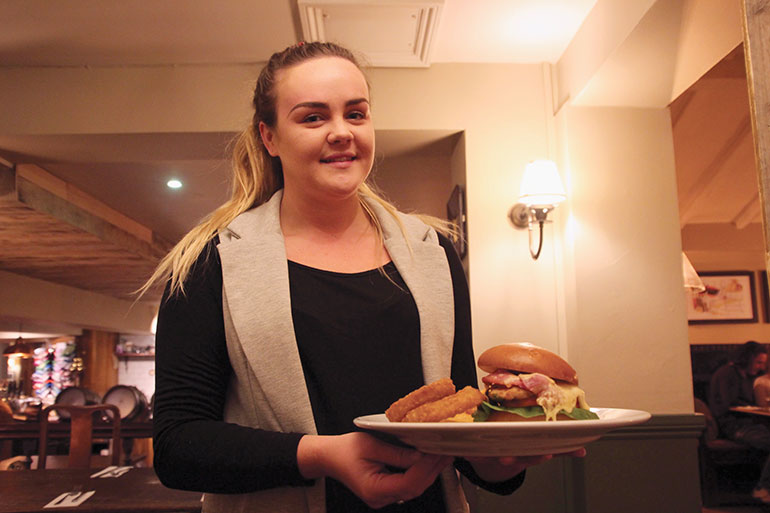 Tia with the butterflied chicken burger