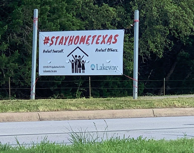 Texas stay home sign