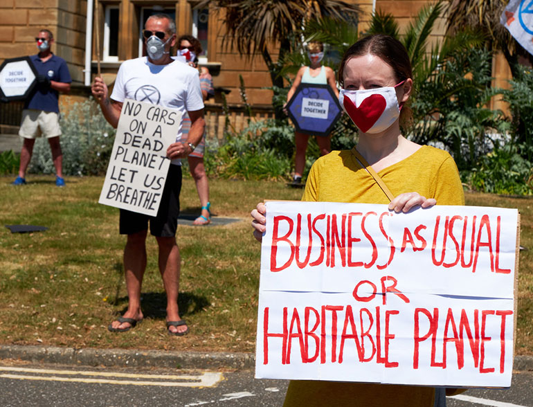 Recent Bournemouth XR protest outside Bournemouth Town Hall