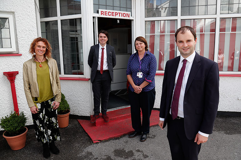 L-R GP Maggie Kirk, Cllr Kieron Wilson, BCP Council housing operations manager Becki Parsons and Minister Luke Hall