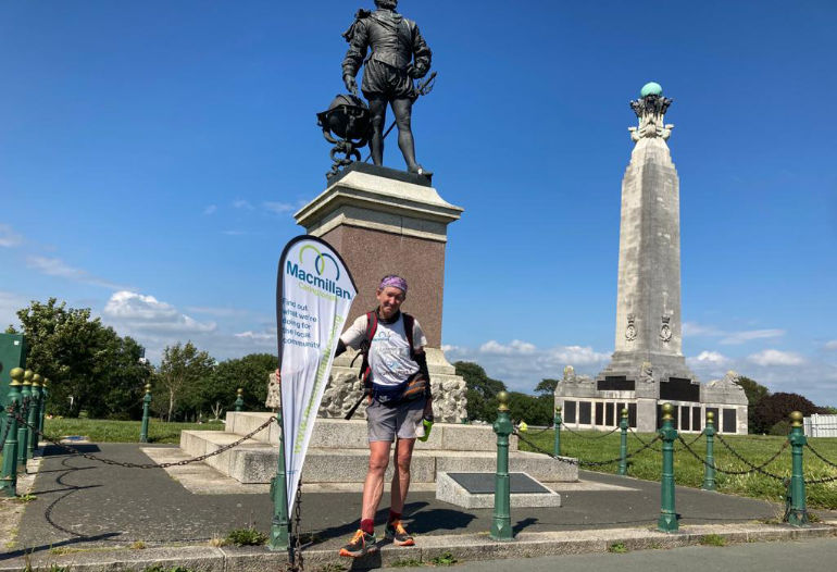 Paul O’Boyle reached The Sir Francis Drake memorial at Plymouth Hoe five days after leaving Old Harry Rocks in Swanage, Dorset