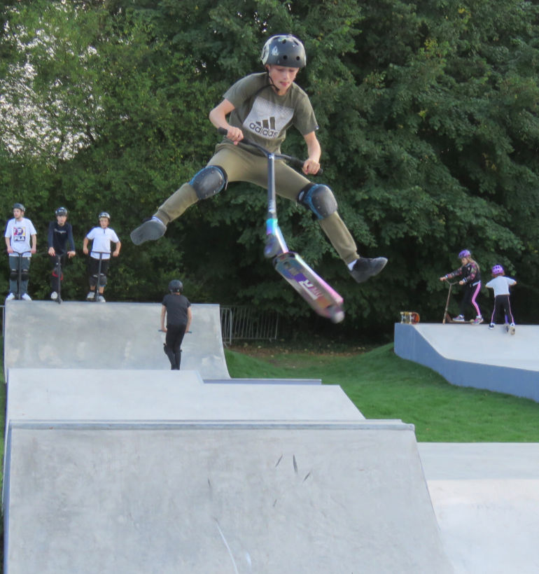 Scooter rider gets the most out of the skate park which was designed by Canvas with the input from local users