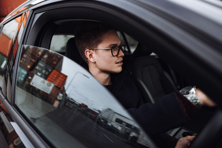 Driver with glasses