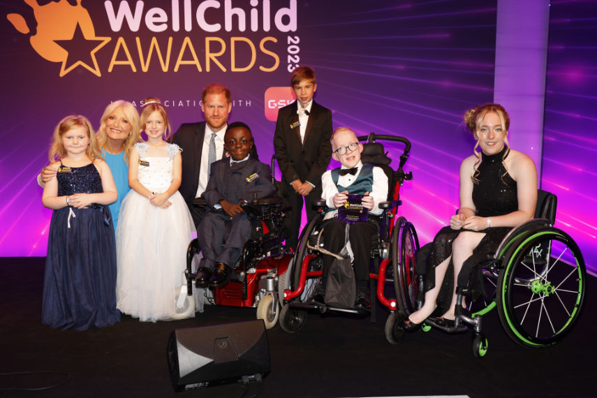 WellChild Awards 2023: Child and Young Child winners with Prince Harry, The Duke of Sussex, and Gabby Roslin © Thousand Word Media Ltd