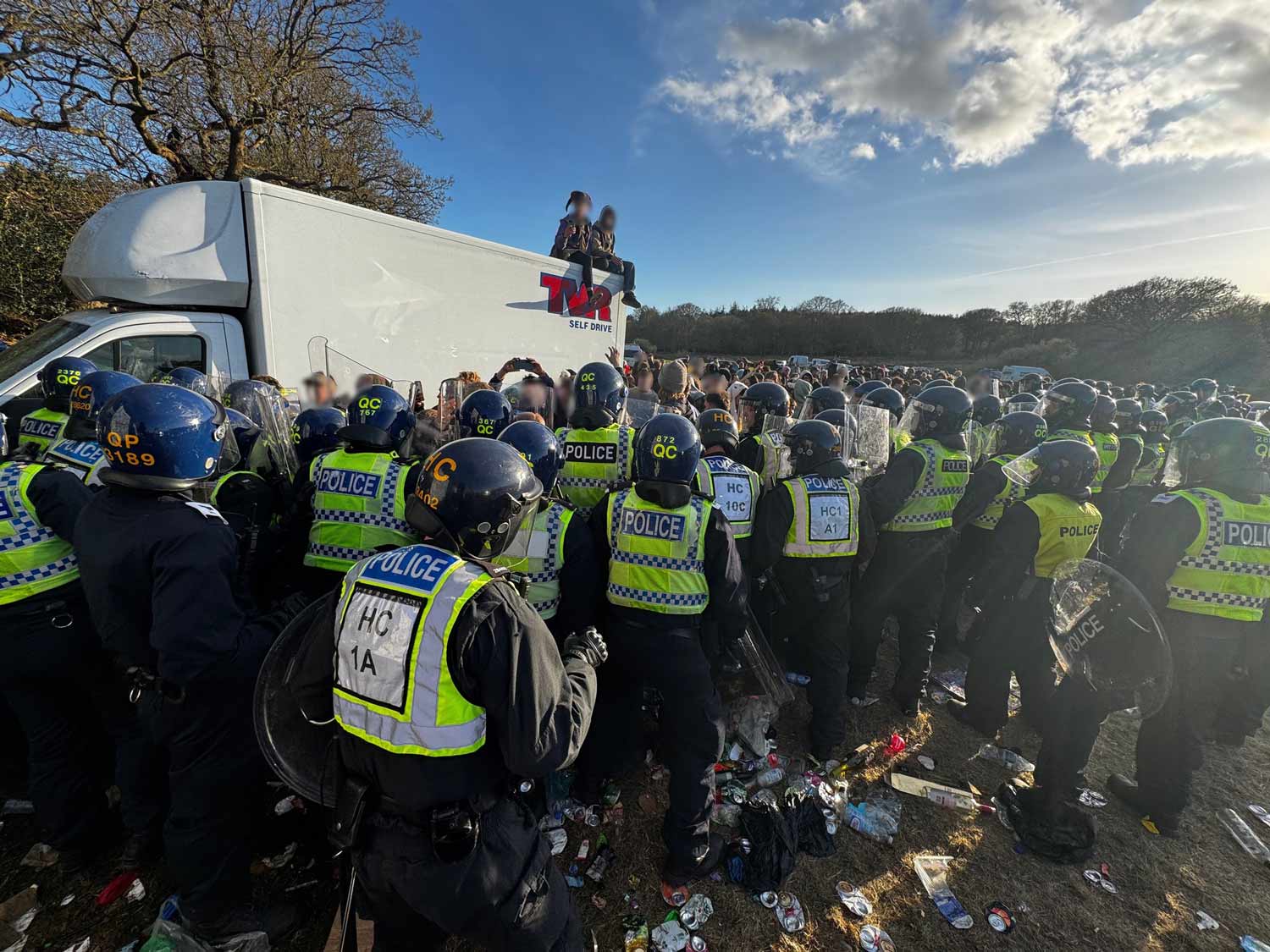 Officers from forces across the country joined Dorset Police to disperse the rave © Dorset Police