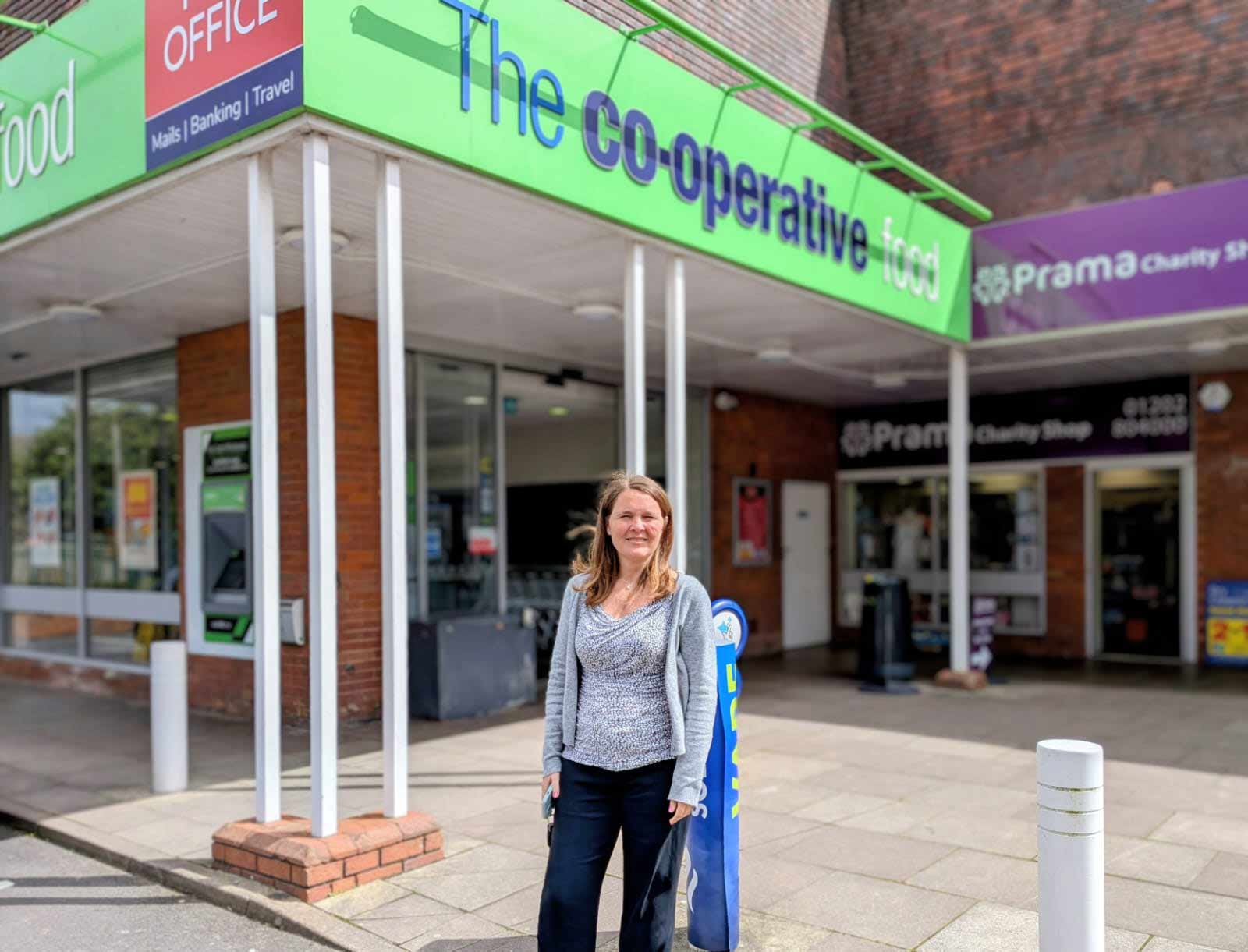 Vikki at the Co-op in Bearwood