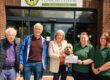 L-R: David Phelps, John Sibbett (both trustees of the Allendale Community Centre), Michelle Fuller (volunteer with Ronnie the Dandie Dinmont), Karen Hill and Elisa Way from Poole and Wimborne Woodland Burial