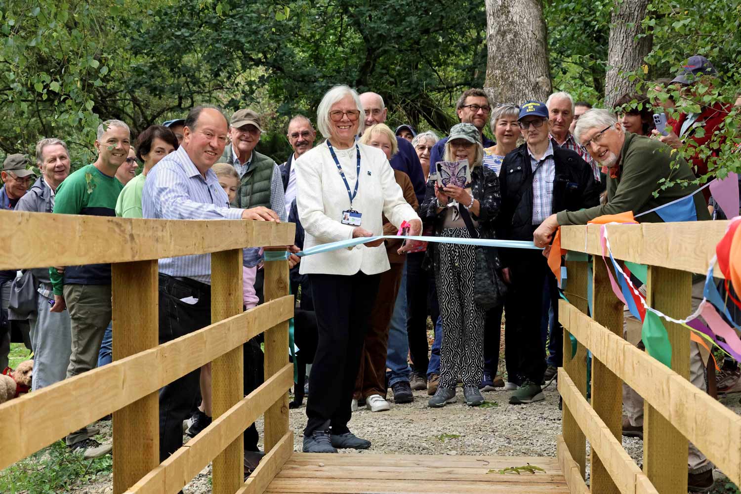 Cllr Beryl Ezzard officially opens the new Clay Trail in the woodland around the Purbeck Mining Museum at Norden. Photo courtesy Andrew P.M. Wright.