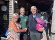 Cherry Tree Team members present Professor Dooley with planter