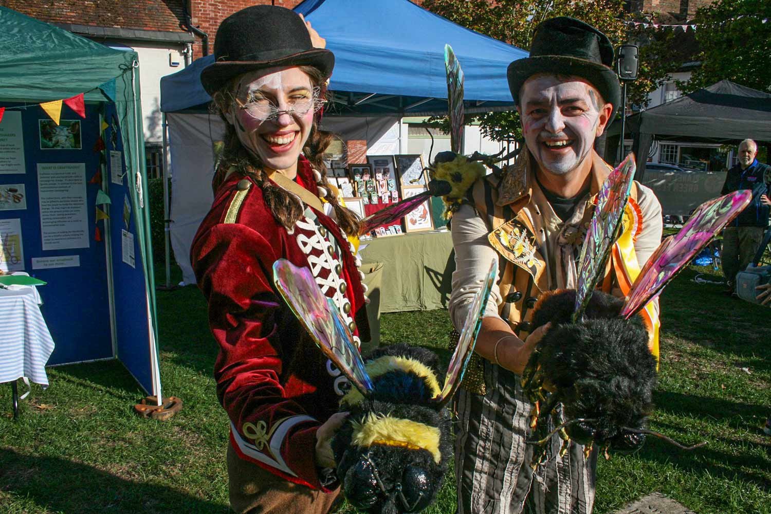 Two people from the Bee Circus buzzed into town
