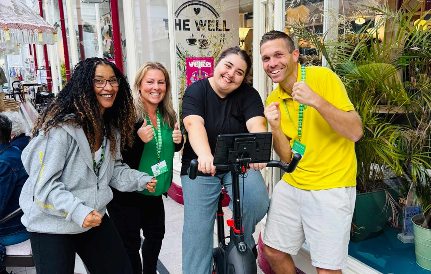 L-R - Employer Engagement Officer Dionne Polychronopulos, Supported Internship Job Coach coordinator Leanne Cook, student Kayleigh Bergquist and Supported Internship Tutor and Enterprise Lead Will Lewis. Photo SWRAC