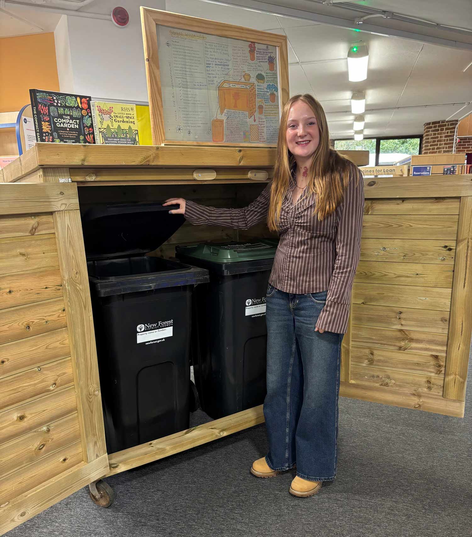 Georgina Wilson with the wheelie bin design